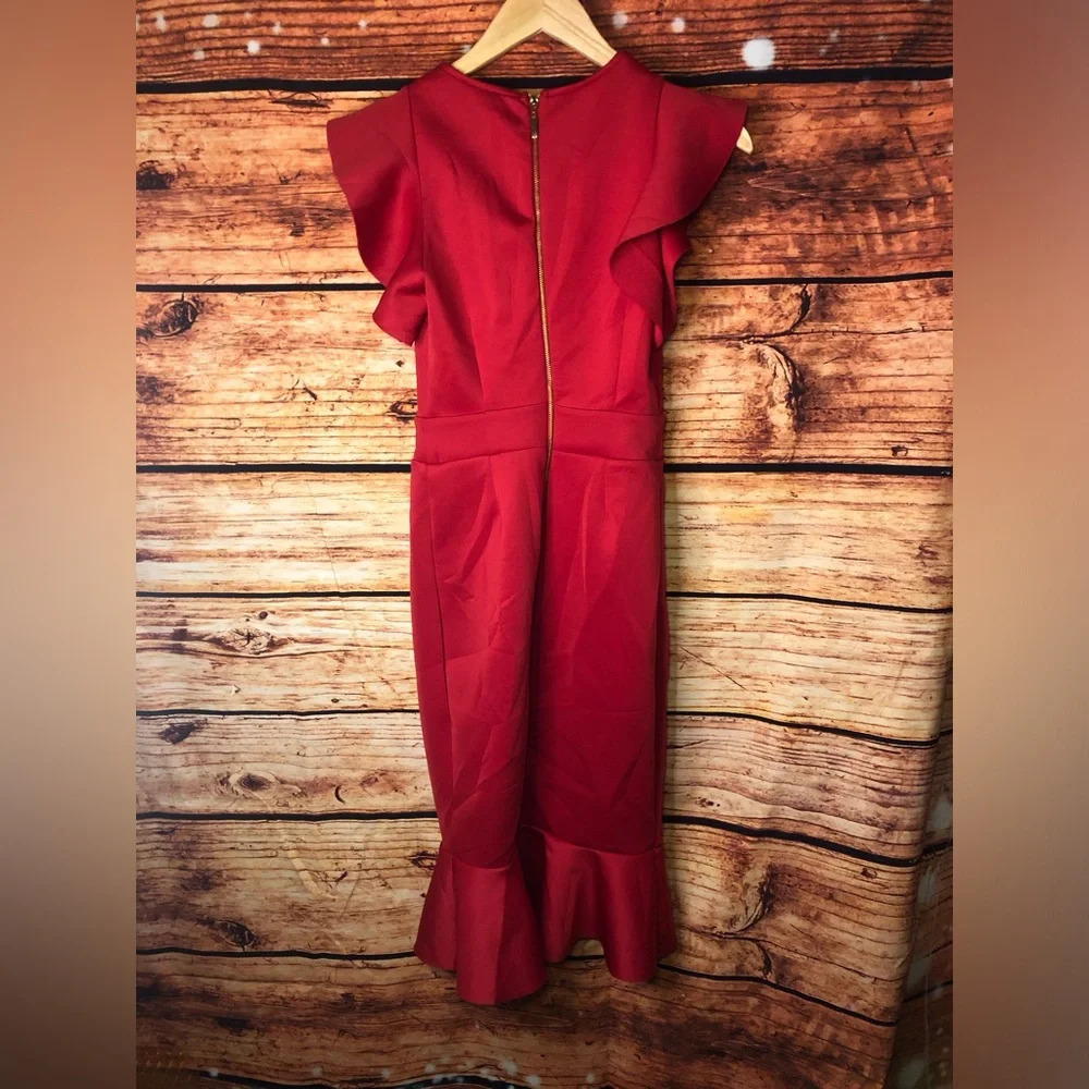 Red Ruffle Detail Dress - Picture 9 of 14